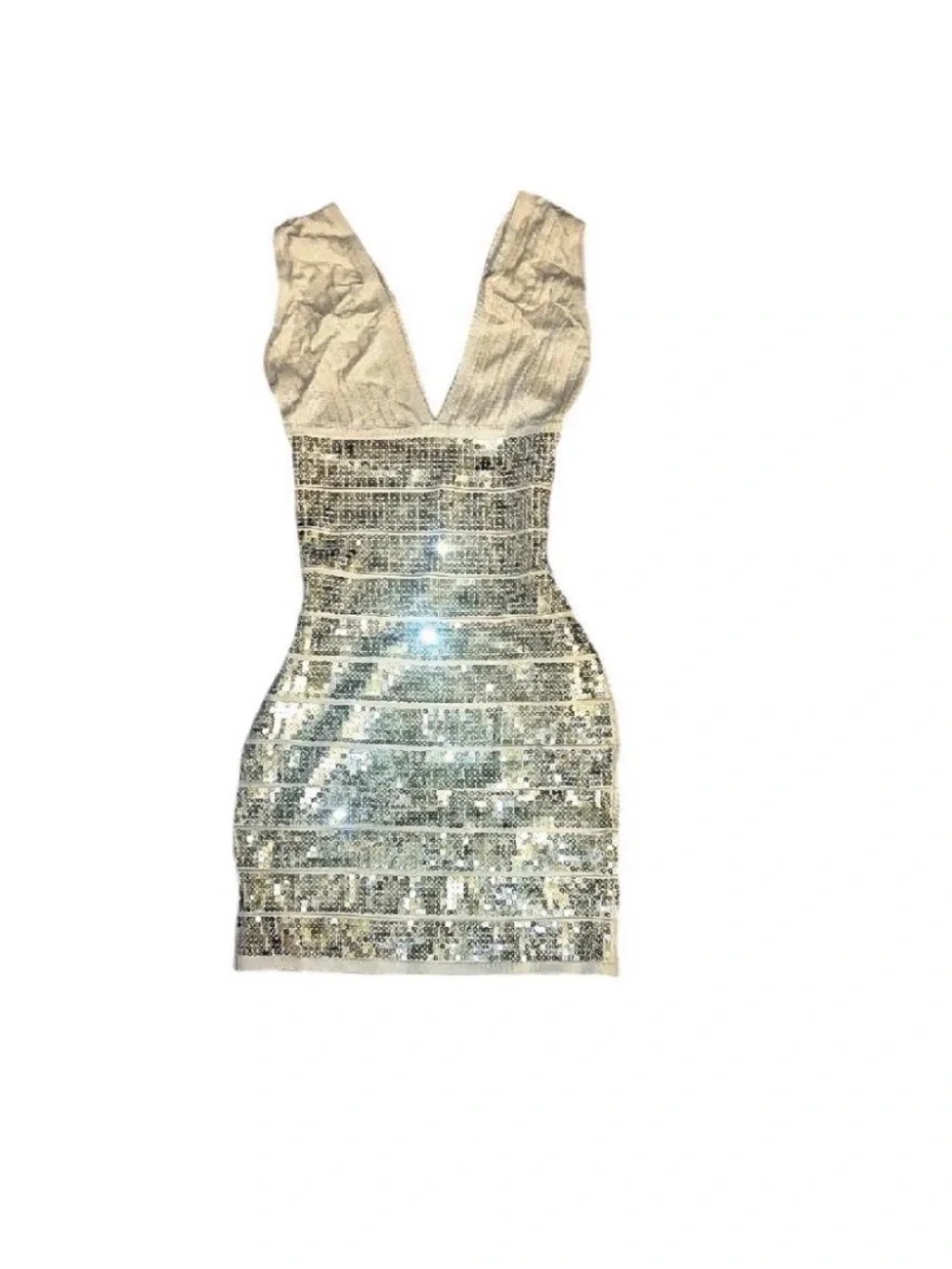 Vintage WOW Couture Gold Sequin Bandage Mini Dress Size S Brand New